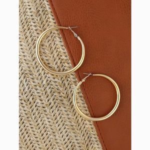 Thick Medium Gold Hoop Statement Drop Earrings